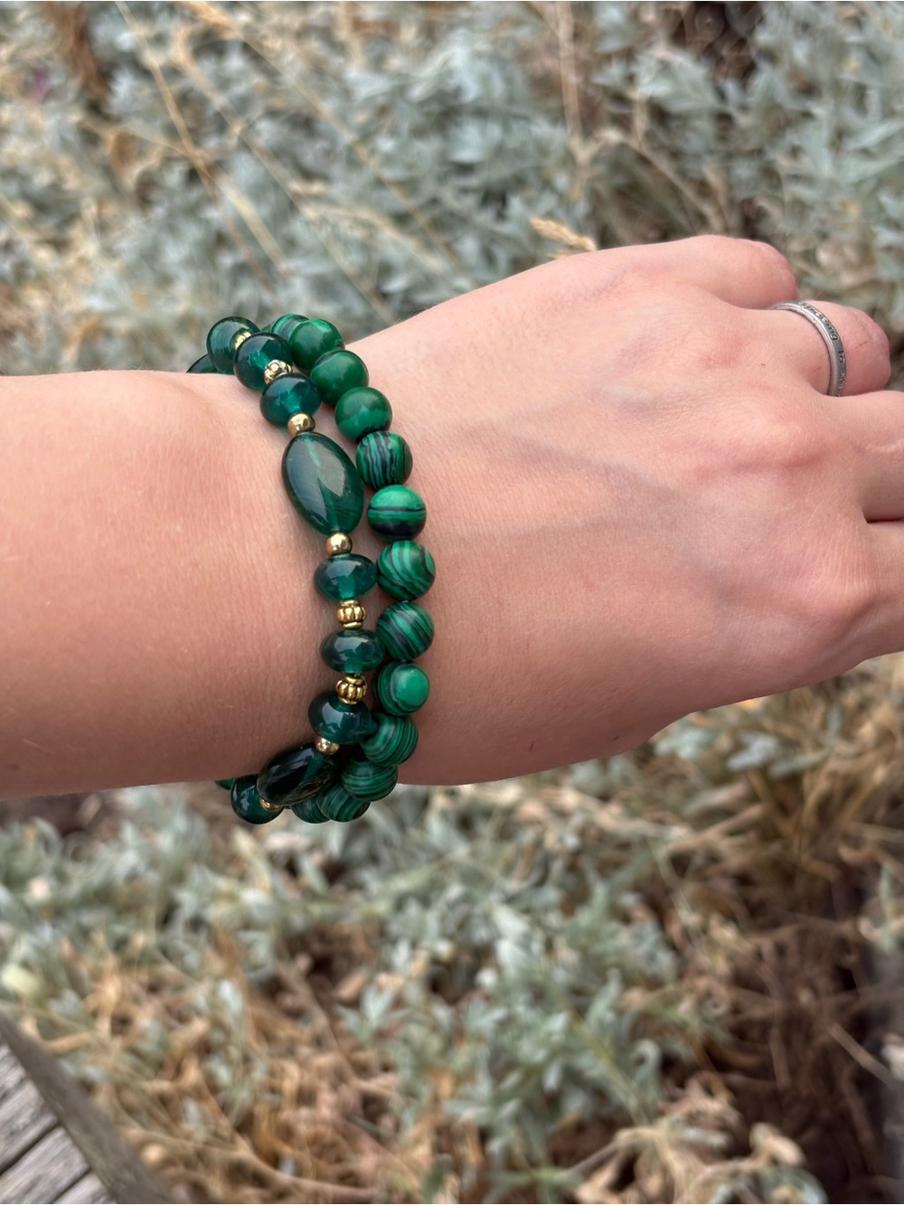 Vintage Dark Green Glass Beads